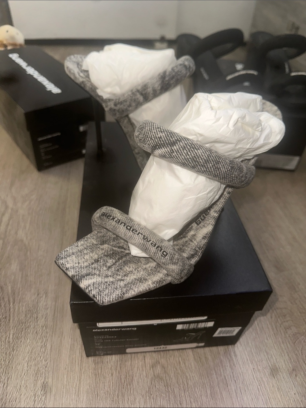Alexander Wang Grey Knit Sandal Sock Slides